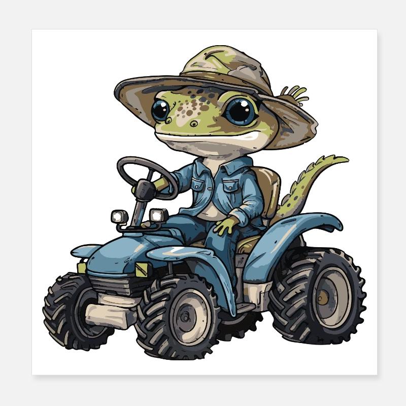 Echse Traktor Farmer Poster 20x20 cm