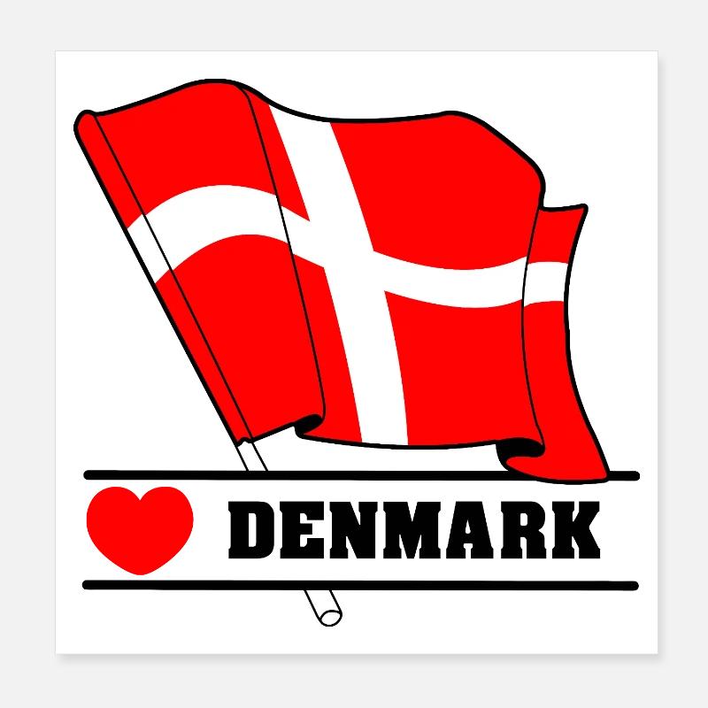 DANEMARK – Drapeau avec cœur Poster 20 x 20 cm