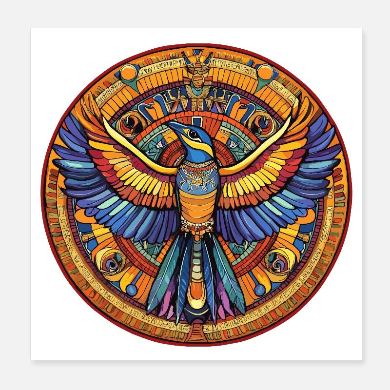 Phönix Mandala Feuerfächer Poster 20x20 cm