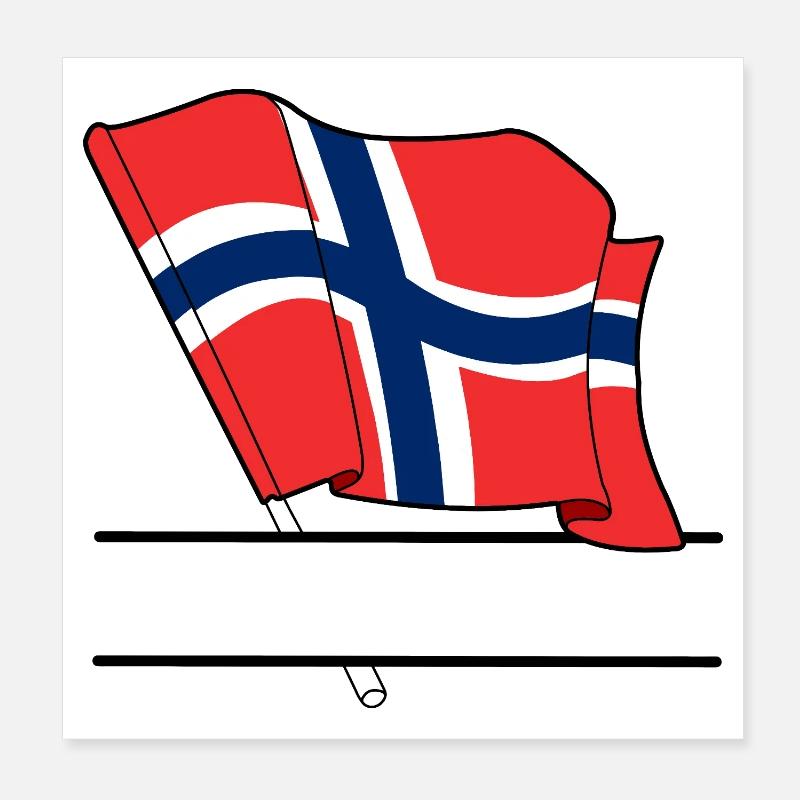 Norway Flag – Name Space Poster 8" x 8" (20x20 cm)