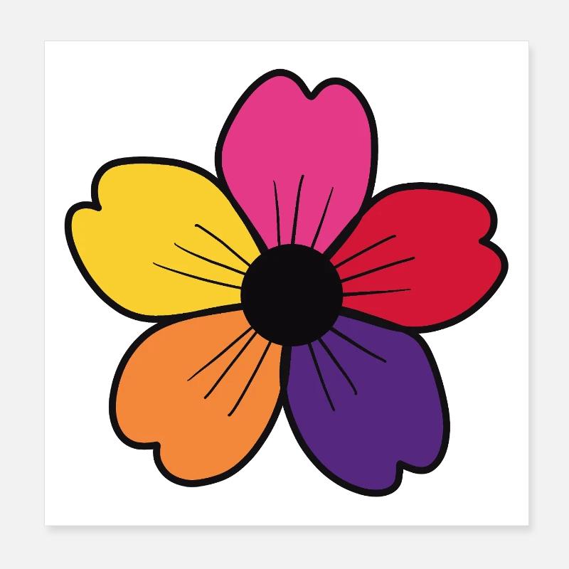 Rainbow flower with five petals Poster 8" x 8" (20x20 cm)