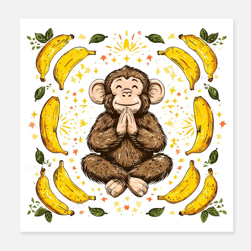 Dankender Affe mit Bananenring Poster 20x20 cm
