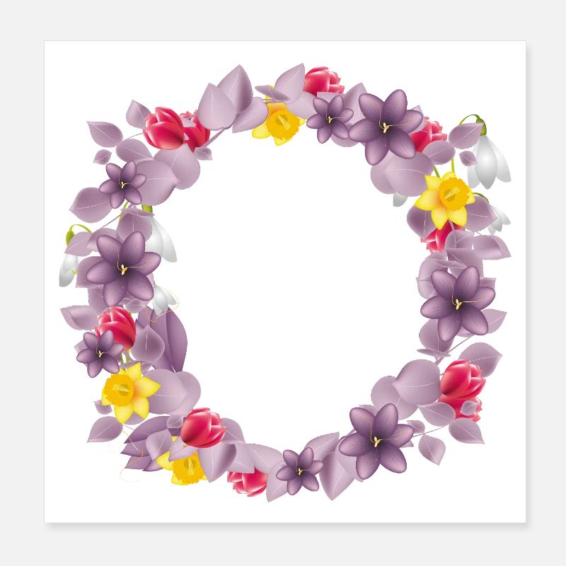 Dusty pink eucalyptus wreath with delicate spring blossoms Poster 8" x 8" (20x20 cm)