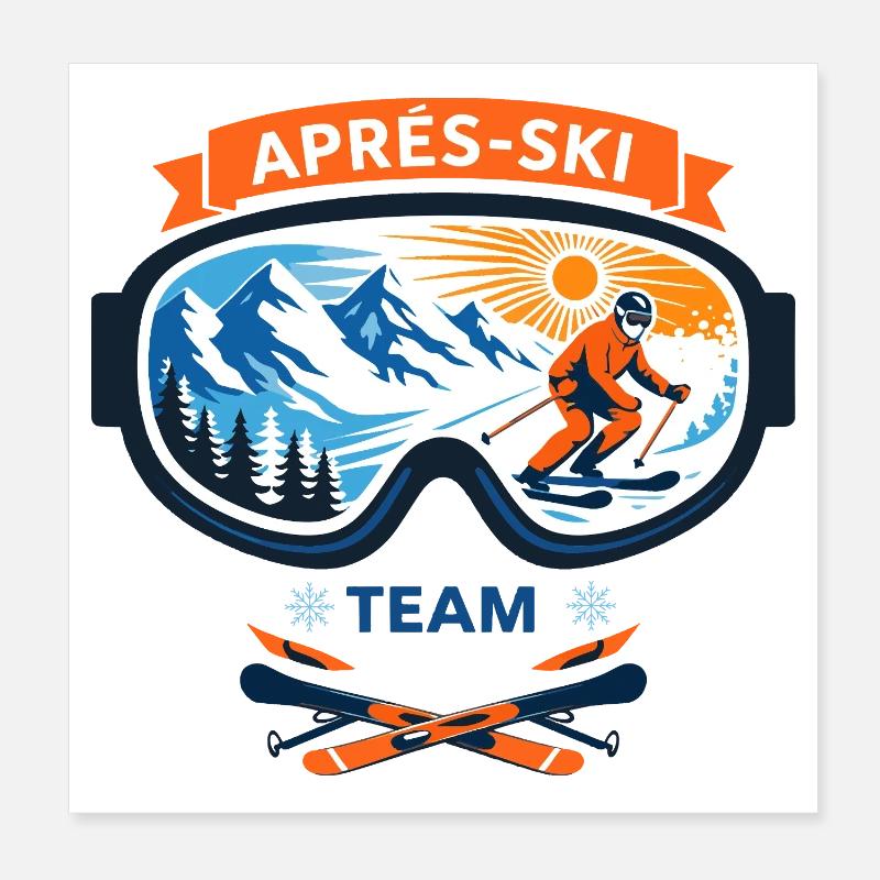 Après Ski Team Comic Design Poster 8" x 8" (20x20 cm)