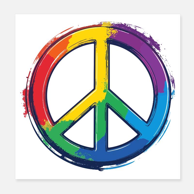 Regenbogen Peacezeichen Frieden Peace Symbol Icon Poster 20x20 cm