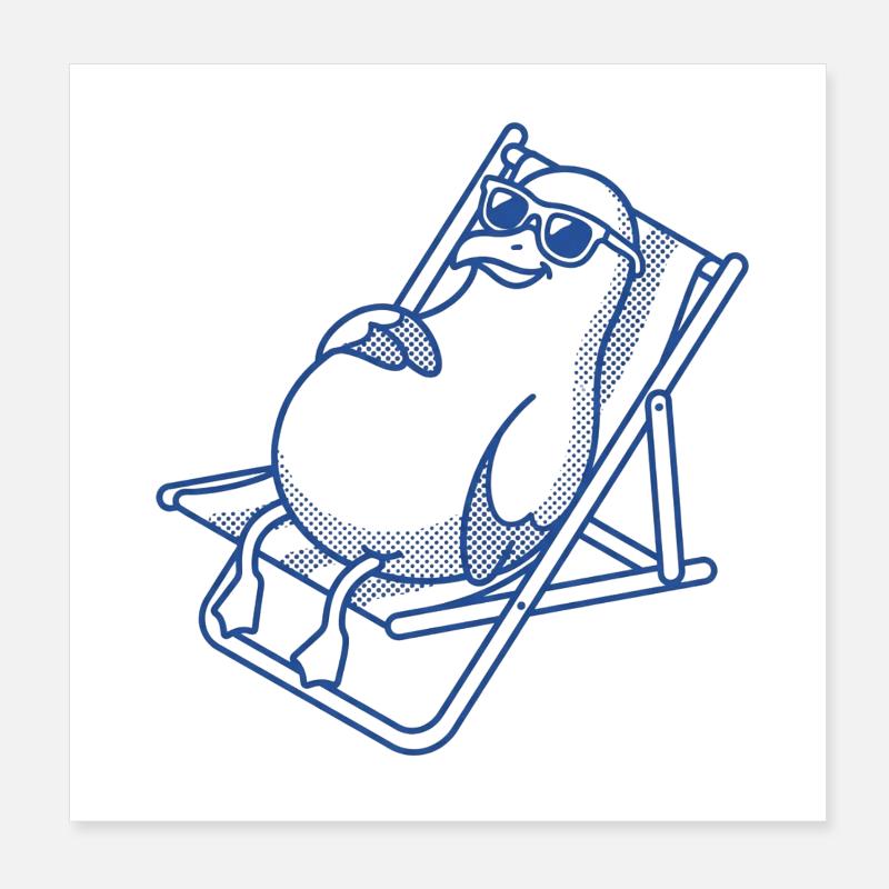 Penguin chills on bench Poster 8" x 8" (20x20 cm)