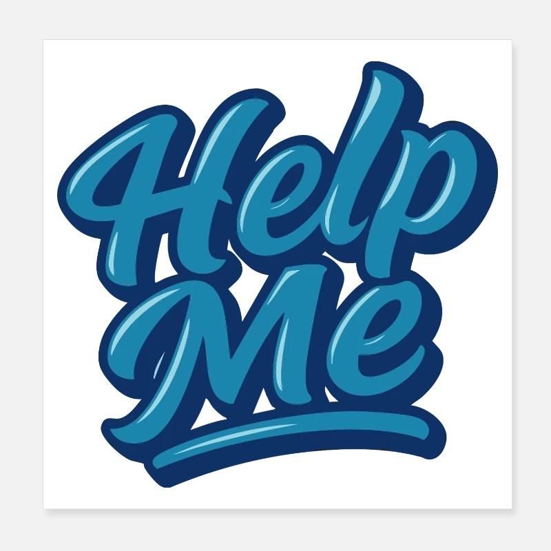 Hilfe Me Blau Script Logo Poster 20x20 cm