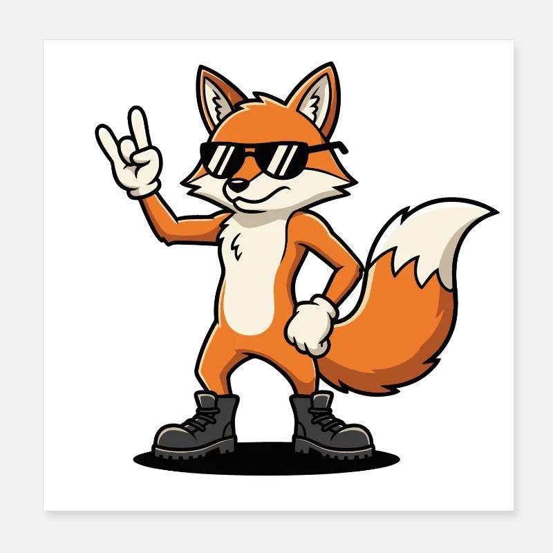 Cadeau musical Retro Fox Rock Drôle Poster 20 x 20 cm