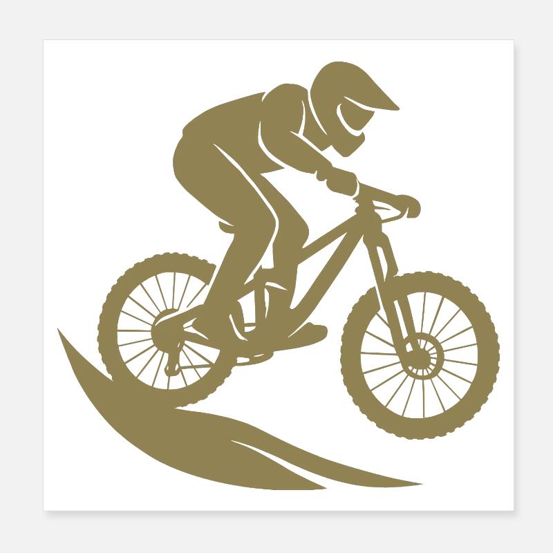 Vélo de VTT minimaliste Descente Poster 20 x 20 cm