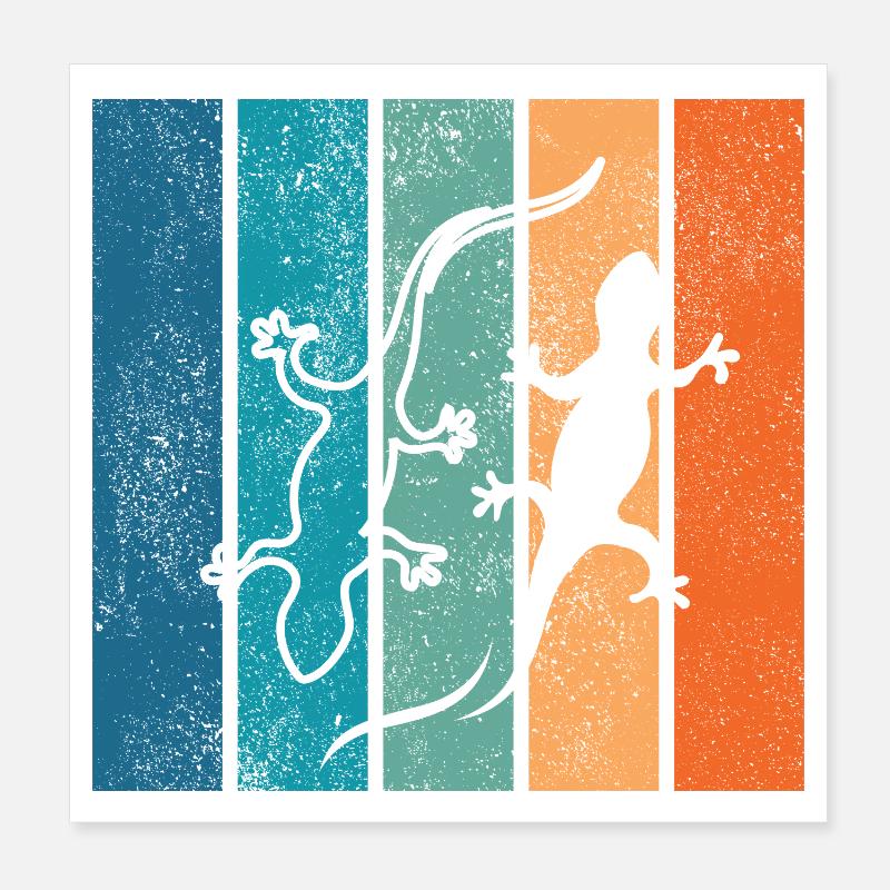 Geckos en rayures arc-en-ciel Poster 20 x 20 cm