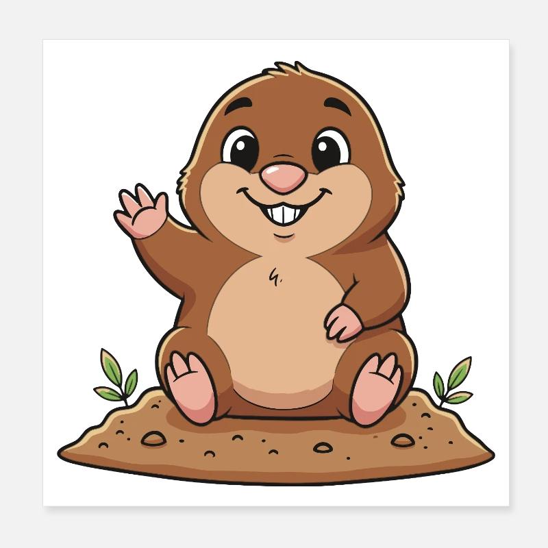 Cheerful Mole Poster 8" x 8" (20x20 cm)