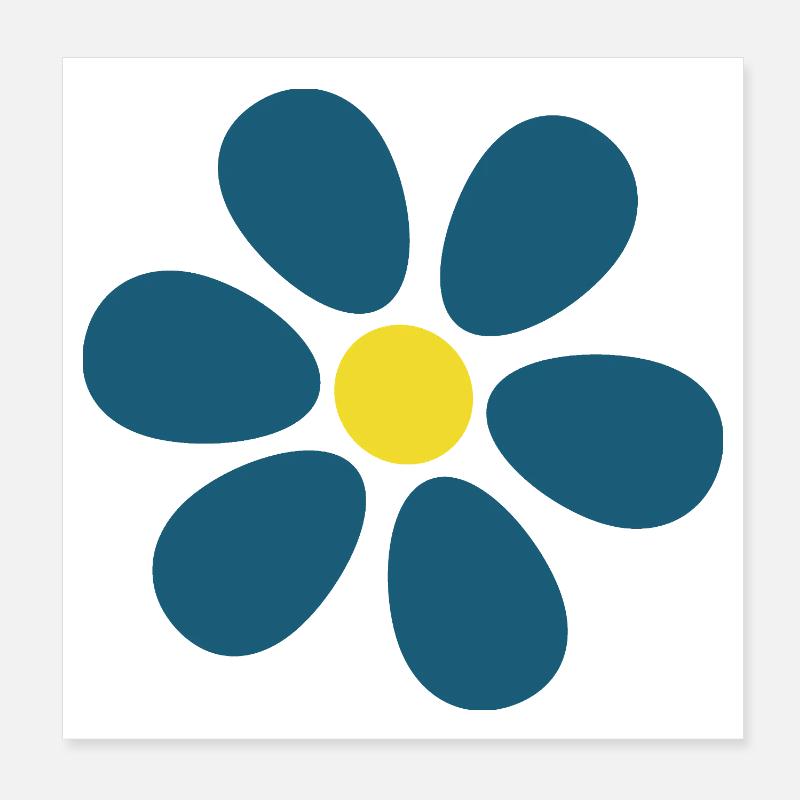 Fleurs bleues fleur bleu foncé Poster 20 x 20 cm