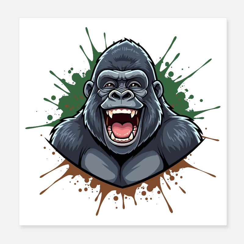 Conception de graffiti de Gorille Rieur Poster 20 x 20 cm