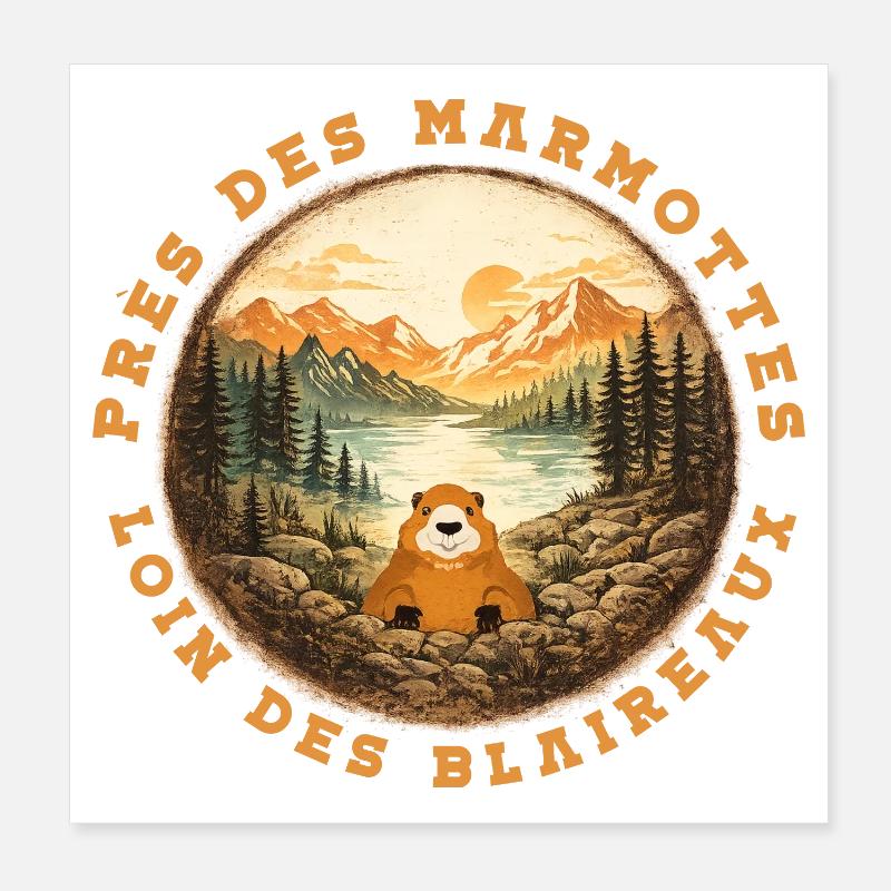 Murmeltier der Alpen Poster 20x20 cm