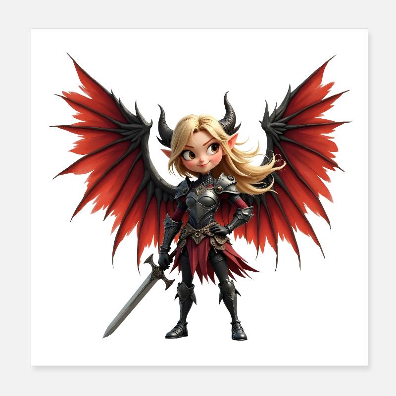 Red Winged Warrior Poster 8" x 8" (20x20 cm)