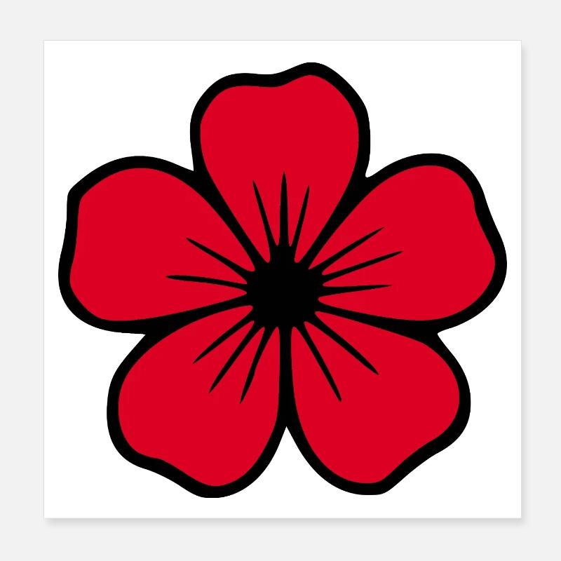 Fleur d’hibiscus Fleur rouge Fleur d’hibiscus Fleur hawaïenne Poster 20 x 20 cm