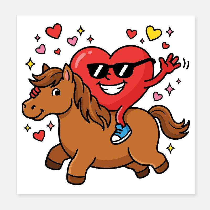 Cheval drôle pour la Saint-Valentin Poster 20 x 20 cm