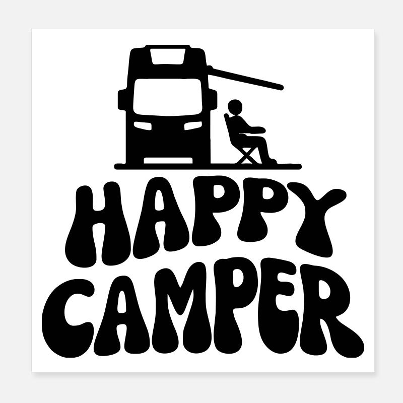 Campeur heureux Poster 20 x 20 cm