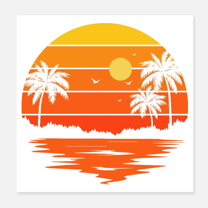 Sunset Retro Palme Poster 20x20 cm