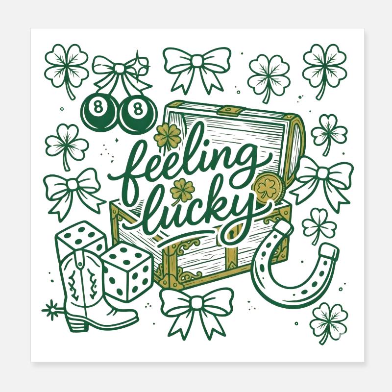 Se sentir chanceux pour la Saint-Patrick Typographie festive Poster 20 x 20 cm
