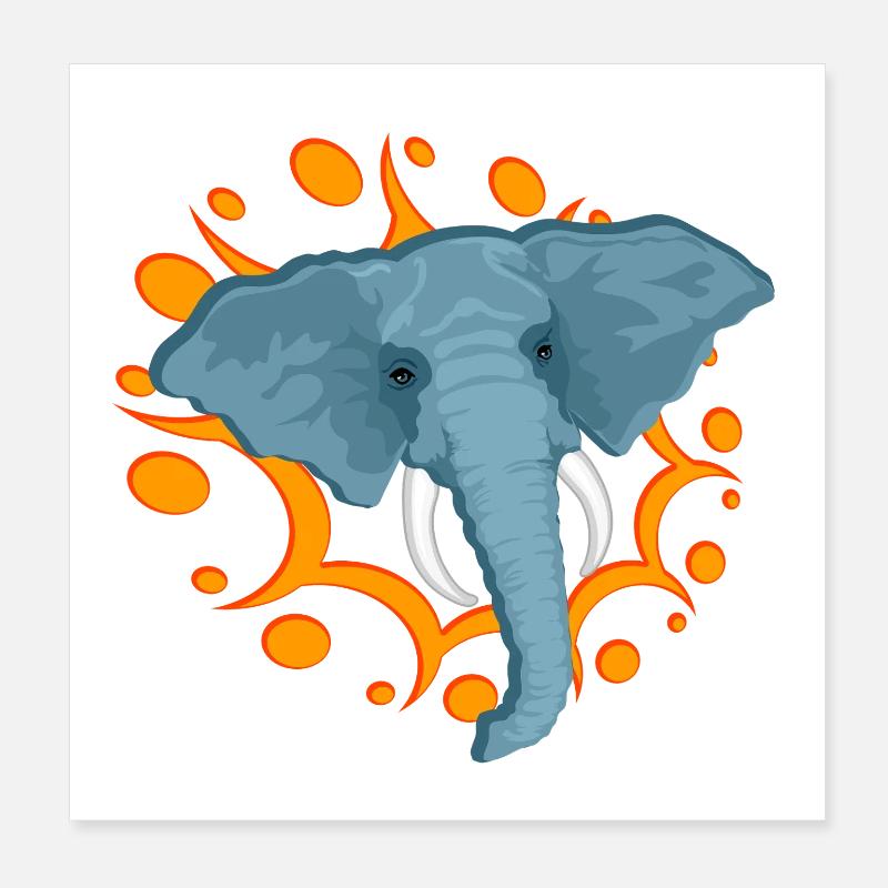 Blauer Elefant mit orangefarbenem Speichel Poster 20x20 cm