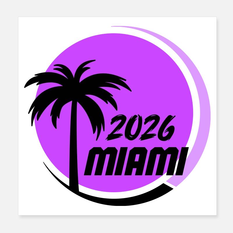 Miami Palm Trees Neon Logo Poster 8" x 8" (20x20 cm)