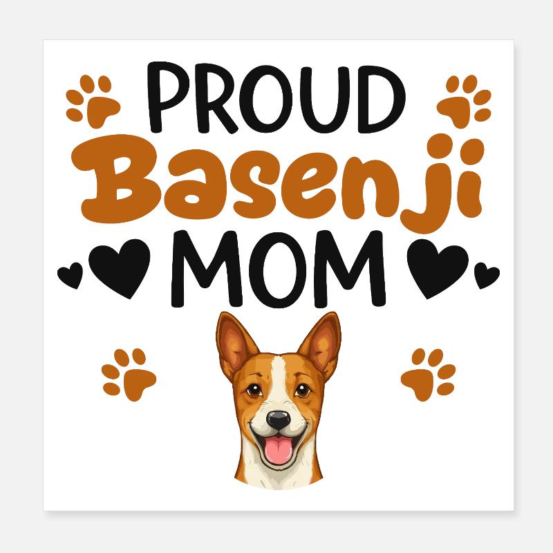 Stolze Barkless Dog Mutter, Basenji Poster 20x20 cm