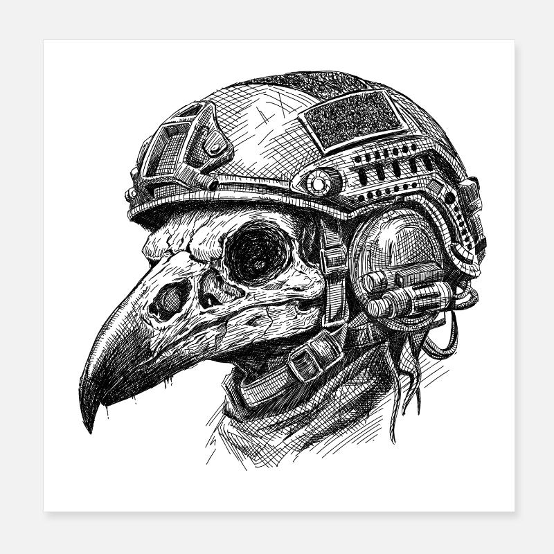 Corbeau de Combat : Crâne Tactique Poster 20 x 20 cm