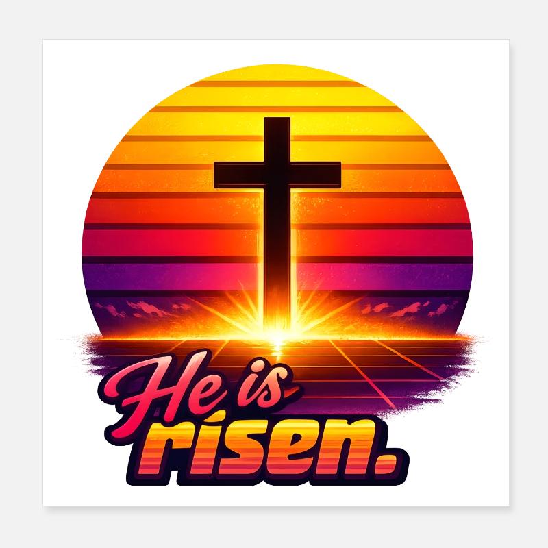 He is risen Sunset retro Poster 20x20 cm