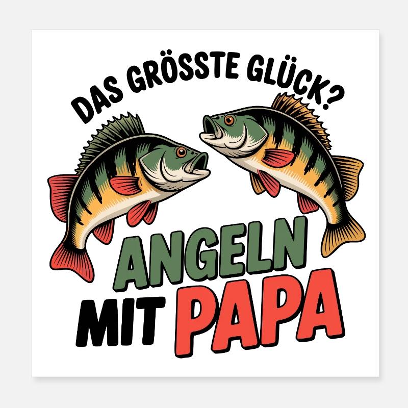 Angeln mit Papa Poster 20x20 cm