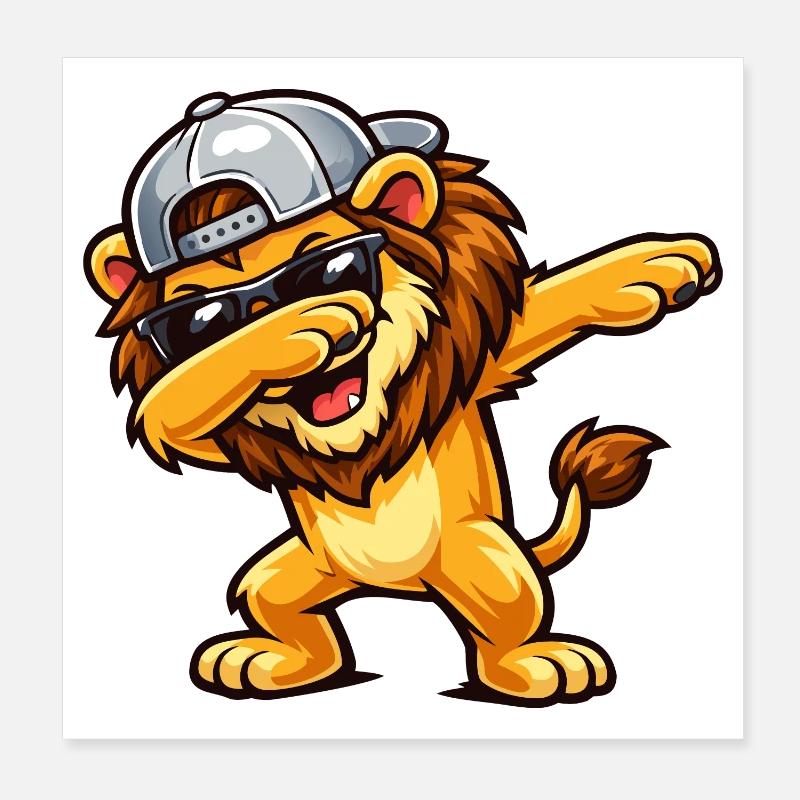 Lion en train de dabber Poster 20 x 20 cm
