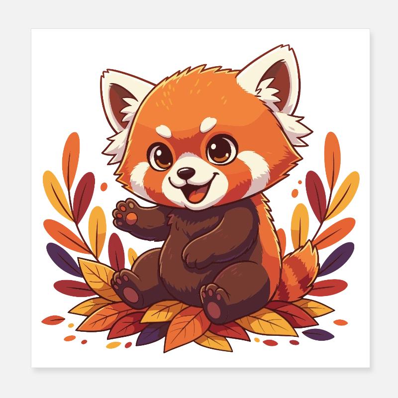Panda d’automne câlin Poster 20 x 20 cm