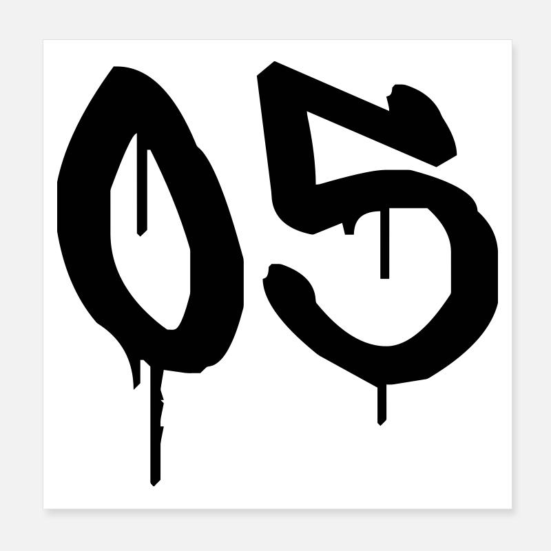 Nummer 05 Urbaner Graffiti-Stil Poster 20x20 cm