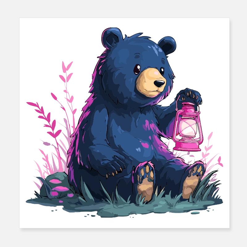 Bear with lantern Poster 8" x 8" (20x20 cm)