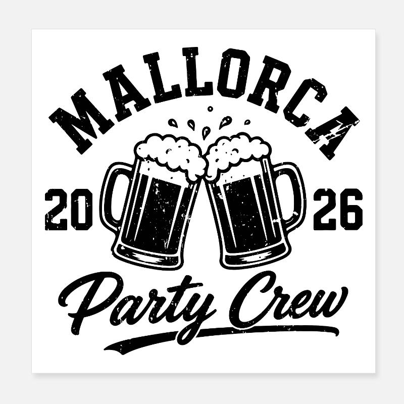 Mallorca 2026 Party Crew Bier Bier Bier Poster 20x20 cm