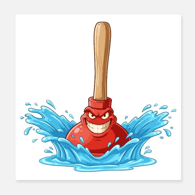 Wasserzorn Pümpel mit Holzstab Poster 20x20 cm