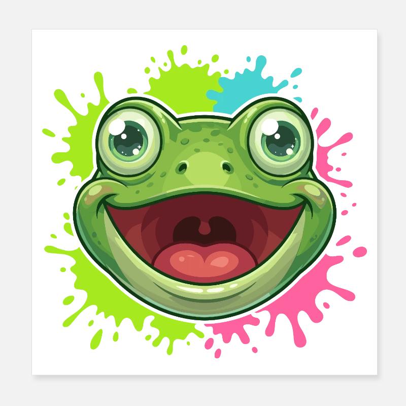 Fröhlicher Frosch Spritzer Poster 20x20 cm