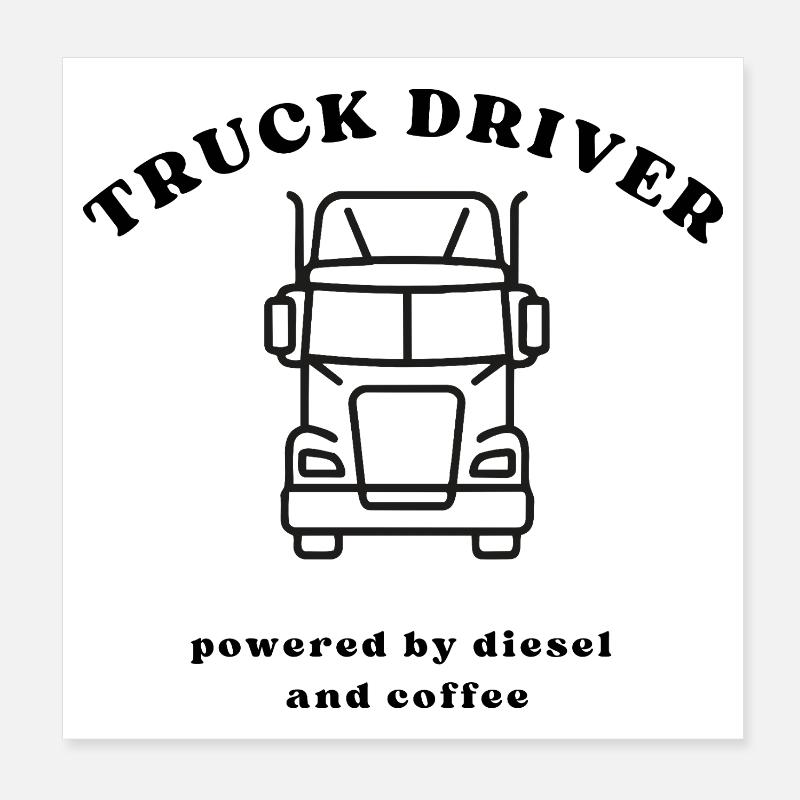 Vue frontale du camion Line Poster 20 x 20 cm