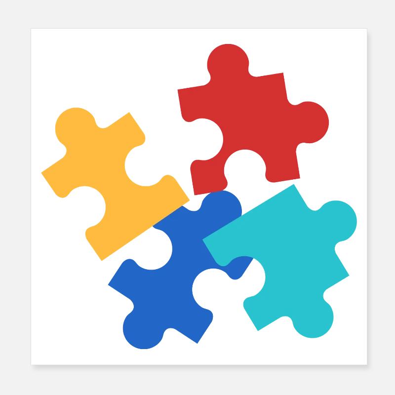 Bunte Puzzleteile Collage Poster 20x20 cm