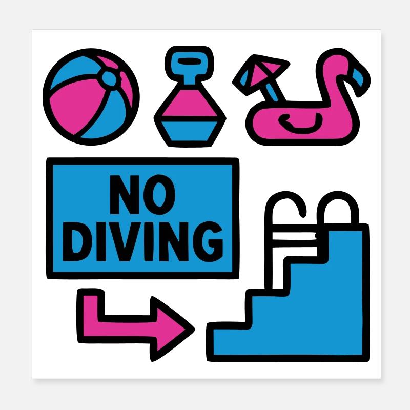 Pool Party Set Summer 90s Poster 8" x 8" (20x20 cm)