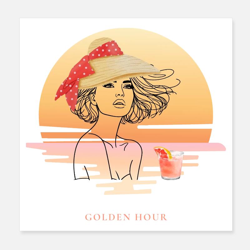 Conception du coucher de soleil Golden Hour, ambiance estivale élégante Poster 20 x 20 cm