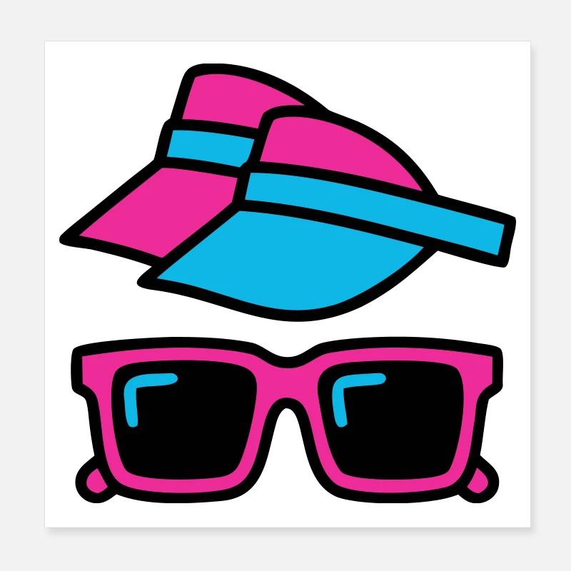 Ensemble de lunettes pare-soleil des années 80 Poster 20 x 20 cm