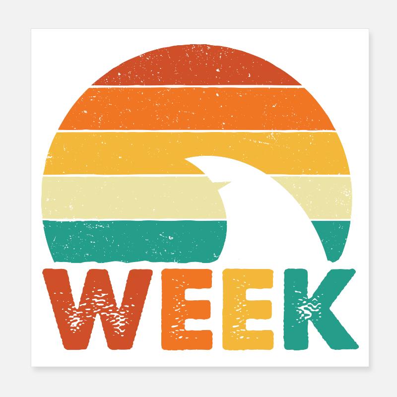 Minimal Shark Week Ocean Marine Style Poster 8" x 8" (20x20 cm)