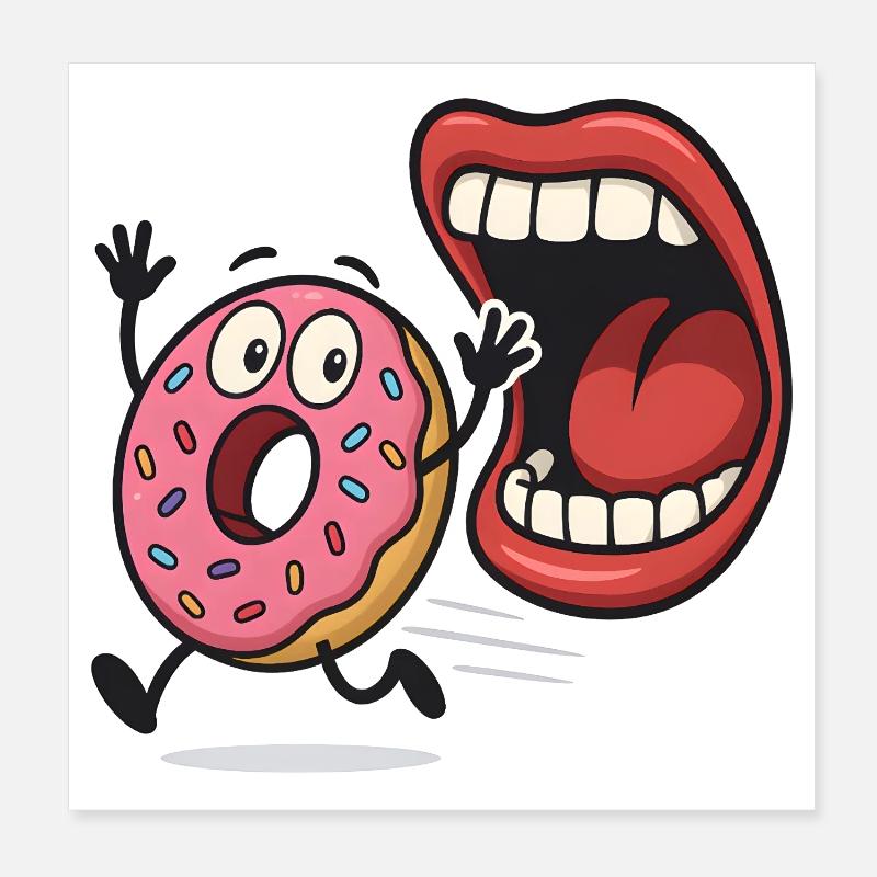 Running Donut Humor - Poster 8" x 8" (20x20 cm) - white