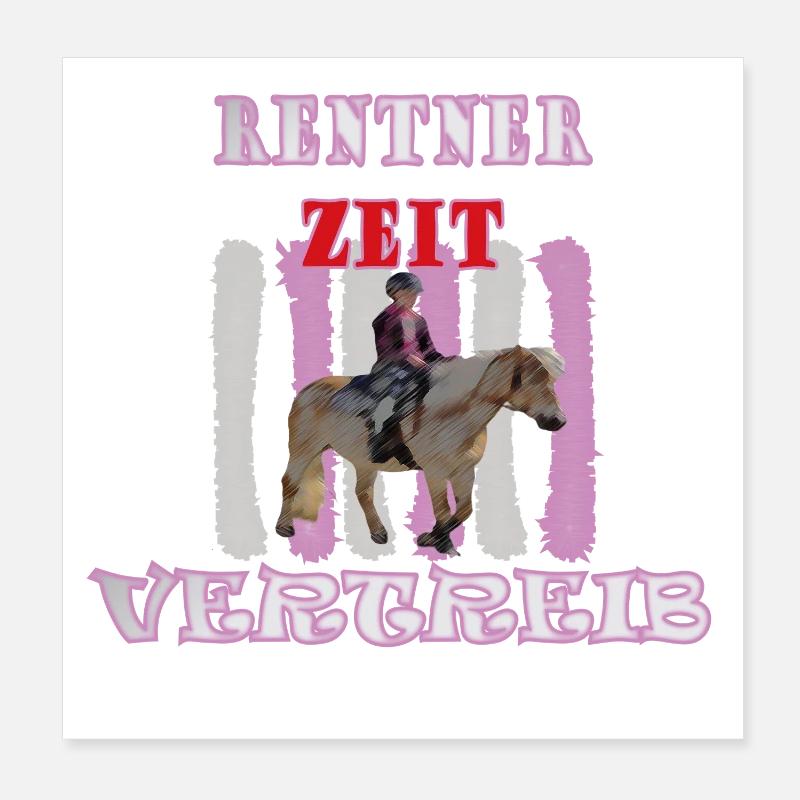 Rentner Reiter Zeit Vertreib - Poster 20x20 cm - Weiß