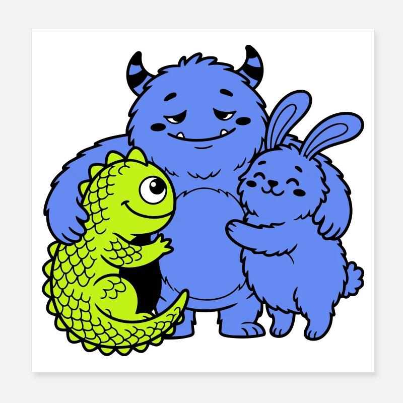 Niedliche Monster Poster 20x20 cm