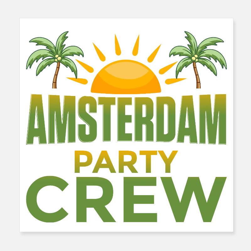 Amsterdam Party Crew Poster 8" x 8" (20x20 cm)