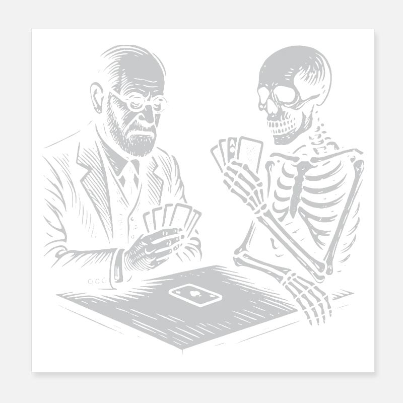 T-shirt de cartes de Sigmund Freud avec la mort Poster 20 x 20 cm