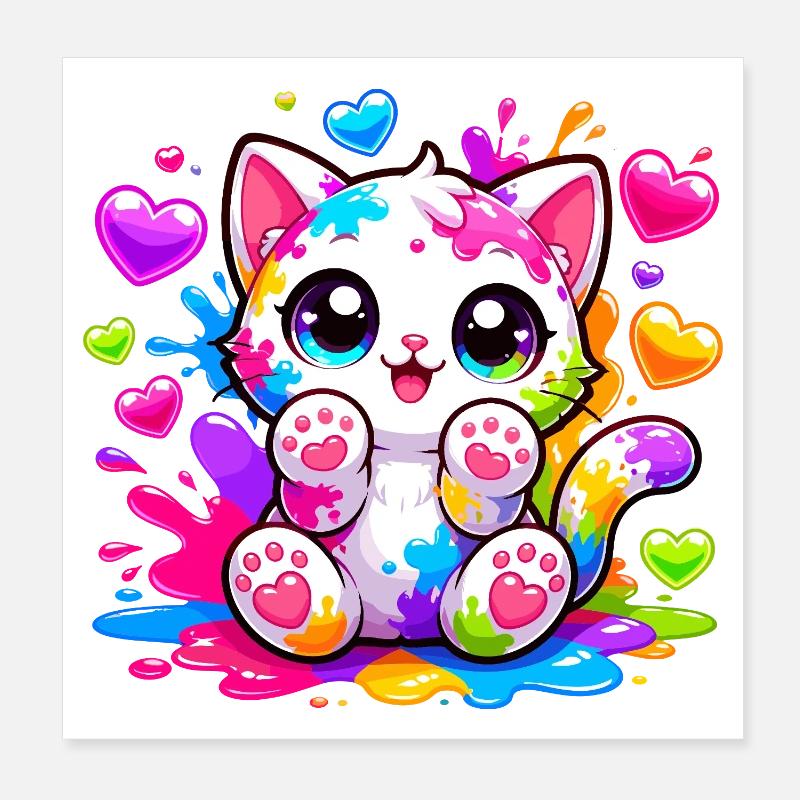 Katzenkunst Farbexplosion Poster 20x20 cm