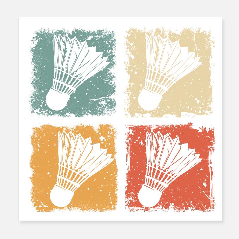 Badminton Shuttlecock Style Rétro Poster 20 x 20 cm